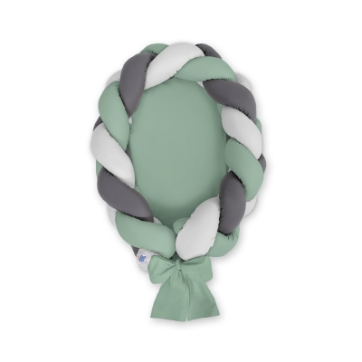 Réducteur de Lit Bébé Tressé 2 en 1 Gris Vert Pastel Anthracite