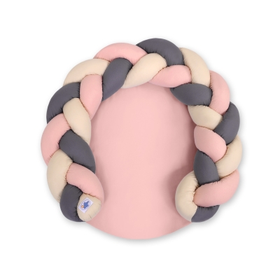 Oreiller Donuts Tressé pour Bébé/ Tapis de Jeu 2 en 1  Beige Anthracite Rose Poussiéreux