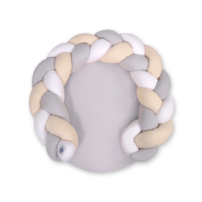 Oreiller Donuts Tressé pour Bébé/ Tapis de Jeu 2 en 1  Blanc Gris Beige