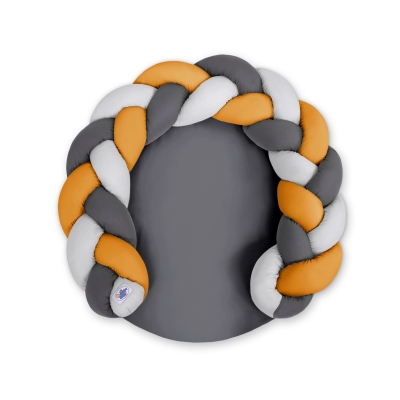 Oreiller Donuts Tressé pour Bébé/ Tapis de Jeu 2 en 1  Gris Anthracite Miel