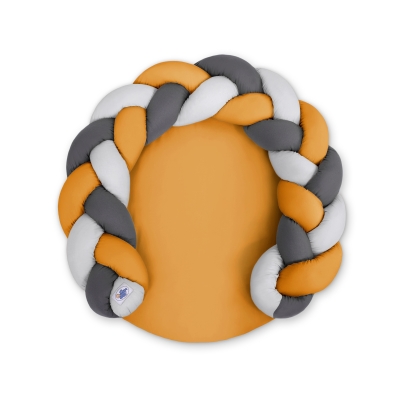 Oreiller Donuts Tressé pour Bébé/ Tapis de Jeu 2 en 1  Gris Anthracite Miel