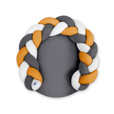 Oreiller Tressé Bébé Donut Blanc Anthracite Miel