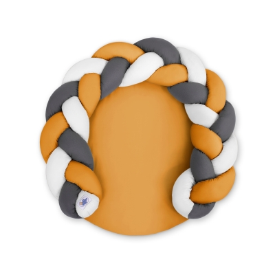 Oreiller Tressé Bébé Donut Blanc Anthracite Miel