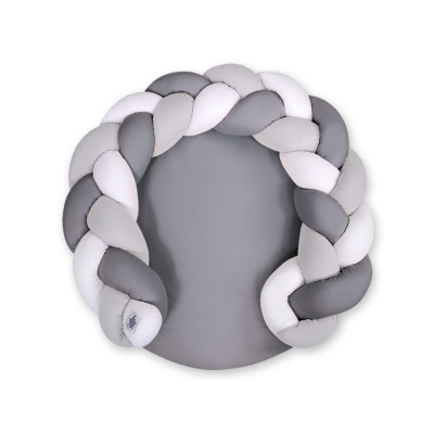 Oreiller Tressé Bébé Donut Blanc Gris Anthracite