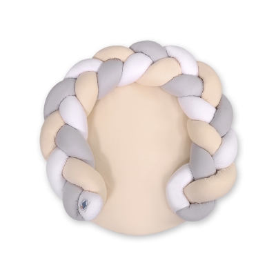 Oreiller Tressé Bébé Donut Blanc Gris Beige
