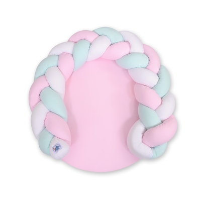 Oreiller Tressé Bébé Donut Menthe Rose Blanc