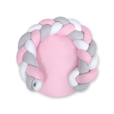 Oreiller Tressé Bébé Donut Rose Blanc Gris