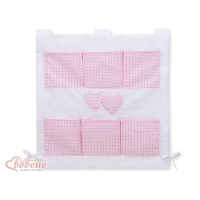 Organisateur Vide-poche de Lit Rose à Carreaux Cœurs