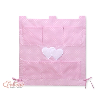 Organisateur Vide-poche de Lit Rose à Pois Cœurs