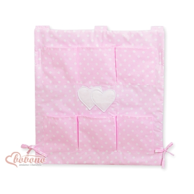 Organisateur Vide-poche de Lit Rose à Pois Cœurs