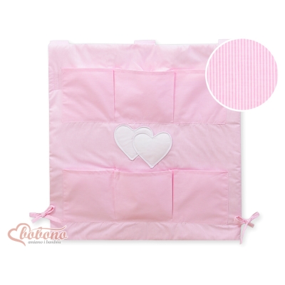 Organisateur Vide-poche de Lit Rose Rayures Cœurs