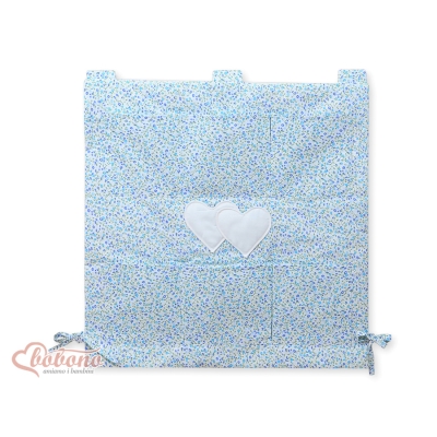 Organiseur pour Lit de Bébé Bleu Fleurs Cœurs