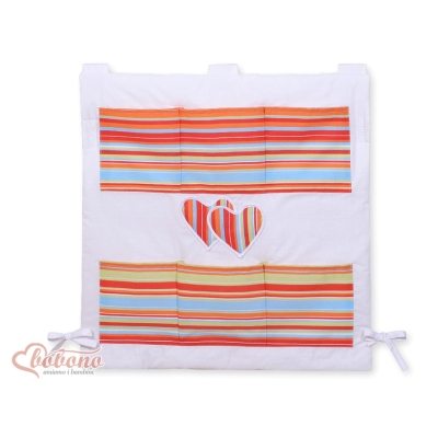Organiseur pour Lit de Bébé Orange Rayures Cœurs