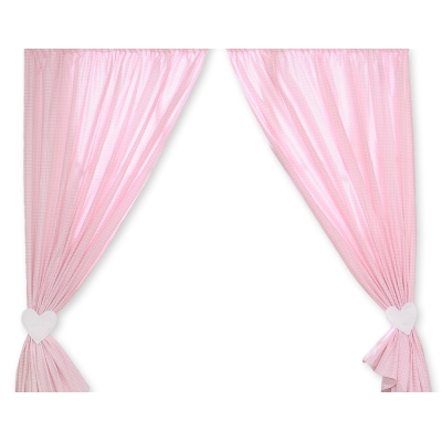 Paire de Rideaux de Chambre de Bébé Rose à Carreaux Cœurs