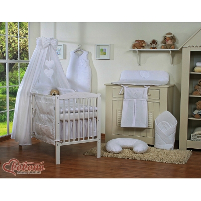 Parure de Linge  Lit Bébé 11 pcs Ciel Blanc Cœurs