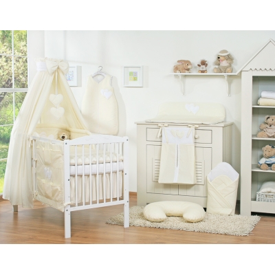 Parure de Linge  Lit Bébé 11 pcs Ciel Crème Cœurs