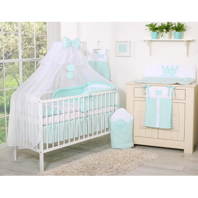 Parure de Linge  Lit Bébé 11 pcs  Moustiquaire Menthe Prince / Princess