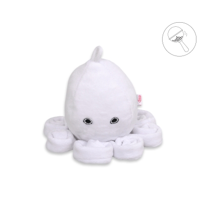 Peluche Pieuvre avec Hochet pour de Bébé Blanc