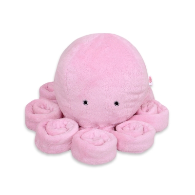 Pieuvre en Peluche avec Hochet Rose