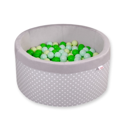Piscine à Balles Minky 200pcs Gris à Pois