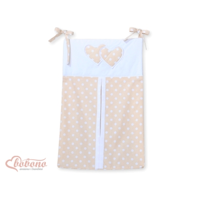 Pochette de Rangement pour Couche Beige à Pois Cœurs