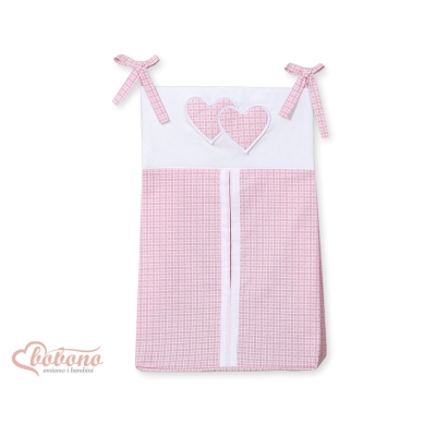Pochette de Rangement pour Couche Rose à Carreaux Cœurs