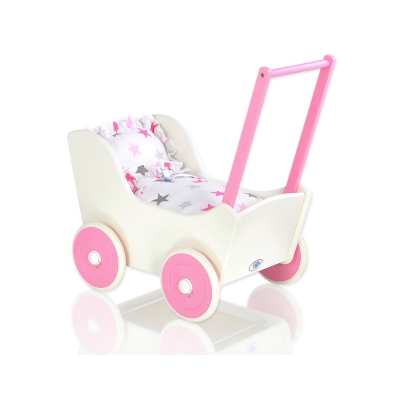 Poussette de Poupée en Bois  Blanc