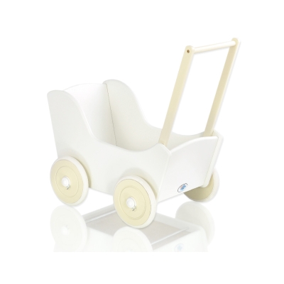 Poussette de Poupée en Bois  Crème Blanc