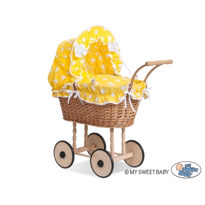 Poussettes de Poupée en Osier Naturel Jaune