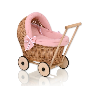 Poussettes de Poupée en Rotin Naturel Rose Poussiéreux