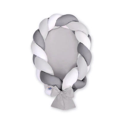 Réducteur de Lit Bébé Tressé Blanc Gris Anthracite