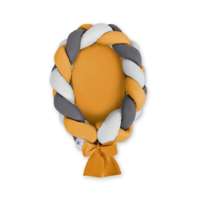 Réducteur de Lit Bébé Tressé Gris Anthracite Miel