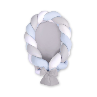 Réducteur de Lit Bébé Transformable en Tour de Lit Blanc Gris Bleu