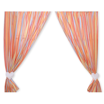 Rideaux pour Chambre de Bébé Orange Rayures Cœurs