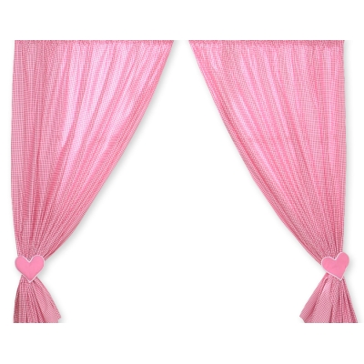 Rideaux pour Chambre de Bébé Rose à Carreaux Cœurs