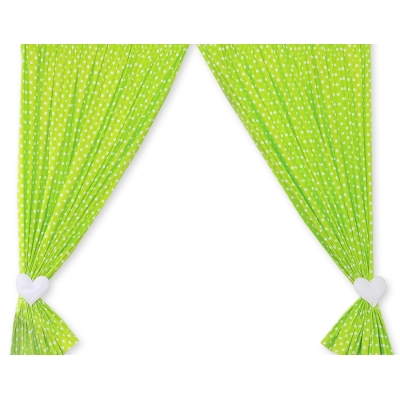 Rideaux pour Chambre de Bébé Vert à Pois Cœurs