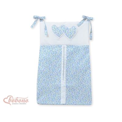 Sac à Couches Bébé Bleu Fleurs Cœurs
