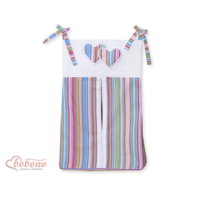 Sac à Couches Bébé Lila Rayures Cœurs