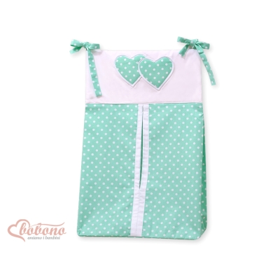 Sac à Couches Bébé Menthe à Pois Cœurs