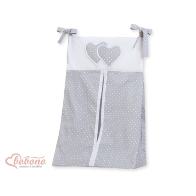 Sac à Couches Gris à Pois Cœurs