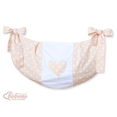 Sac à Jeux et Doudous Beige à Pois Cœurs