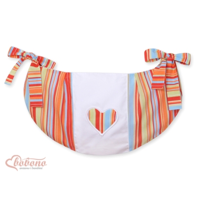Sac à Jeux et Doudous Orange Rayures Cœurs