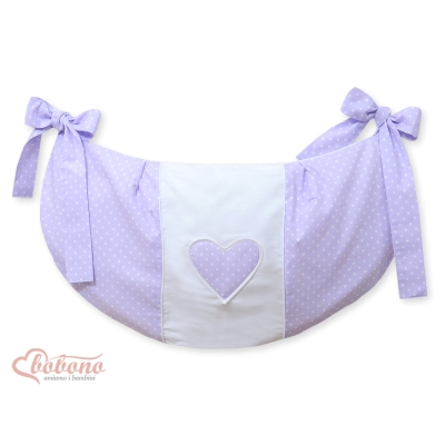 Sac à Jeux et Doudous pour Lit Bébé Lila à Pois Cœurs