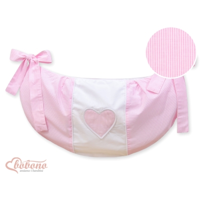 Sac à Jeux et Doudous pour Lit Bébé Rose Rayures Cœurs