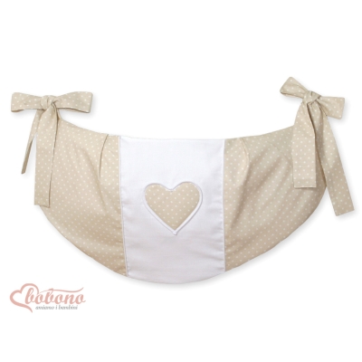 Sac de Jouet pour Bébé Beige à Pois Cœurs