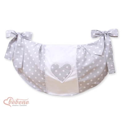 Sac de Jouet pour Bébé Gris à Pois Cœurs