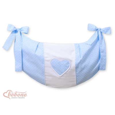 Sac de Jouet pour Berceau Bleu à Pois Cœurs
