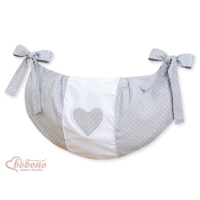Sac de Jouet pour Berceau Gris à Pois Cœurs