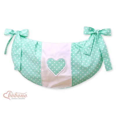 Sac de Jouet pour Berceau Menthe à Pois Cœurs