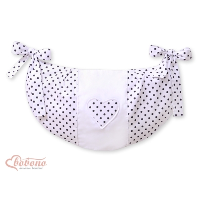 Sac de Jouet pour Berceau Noir à Pois Cœurs